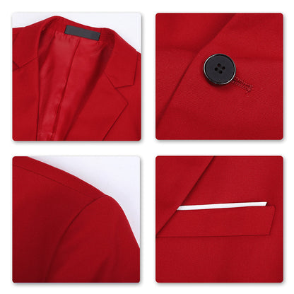 Classic Red Blazer Two Buttons Blazer