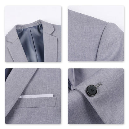 3-Piece Slim Fit One Button Fashion Gray Suit