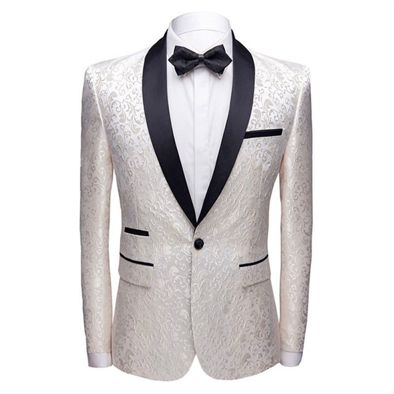 2-teiliger Anzug mit Print, Slim Fit, Paisleymuster, Weiß