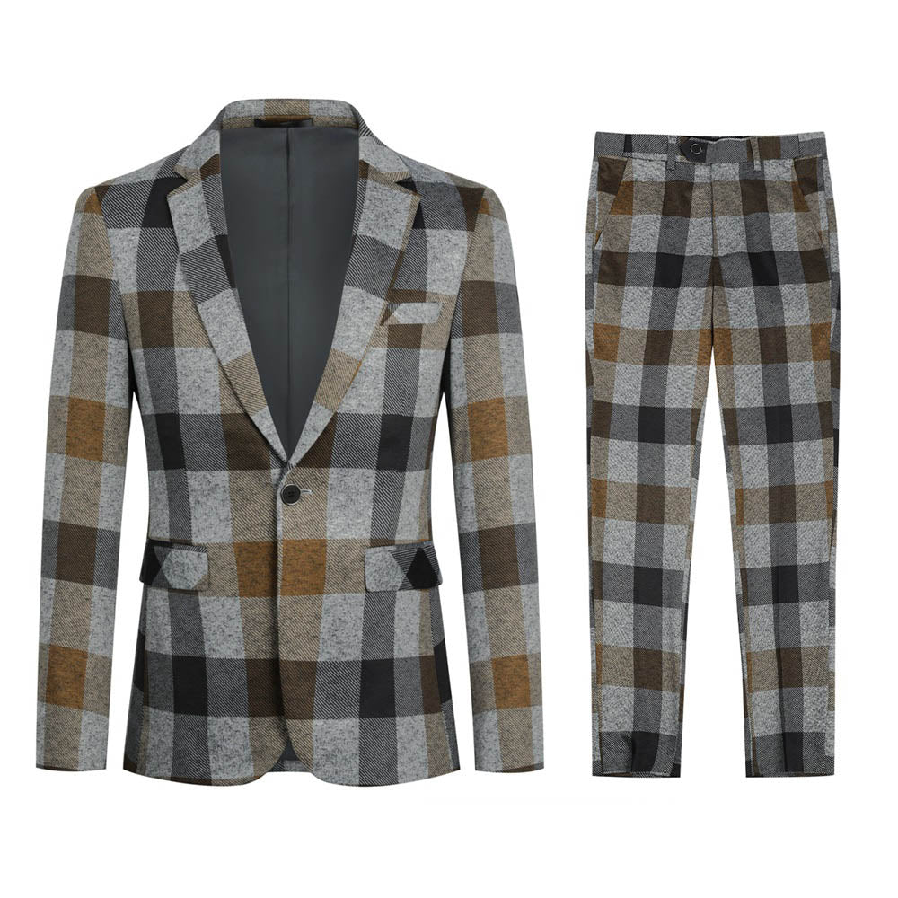 Plaid Stripe Suit Slim Fit 2-Piece Suit