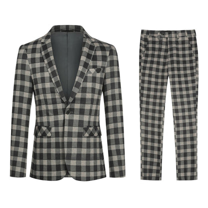 Multi-color Plaid Stripe Suit Slim Fit 2-Piece Suit