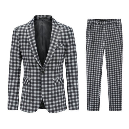 Plaid Stripe Suit Slim Fit 2-Piece Suit