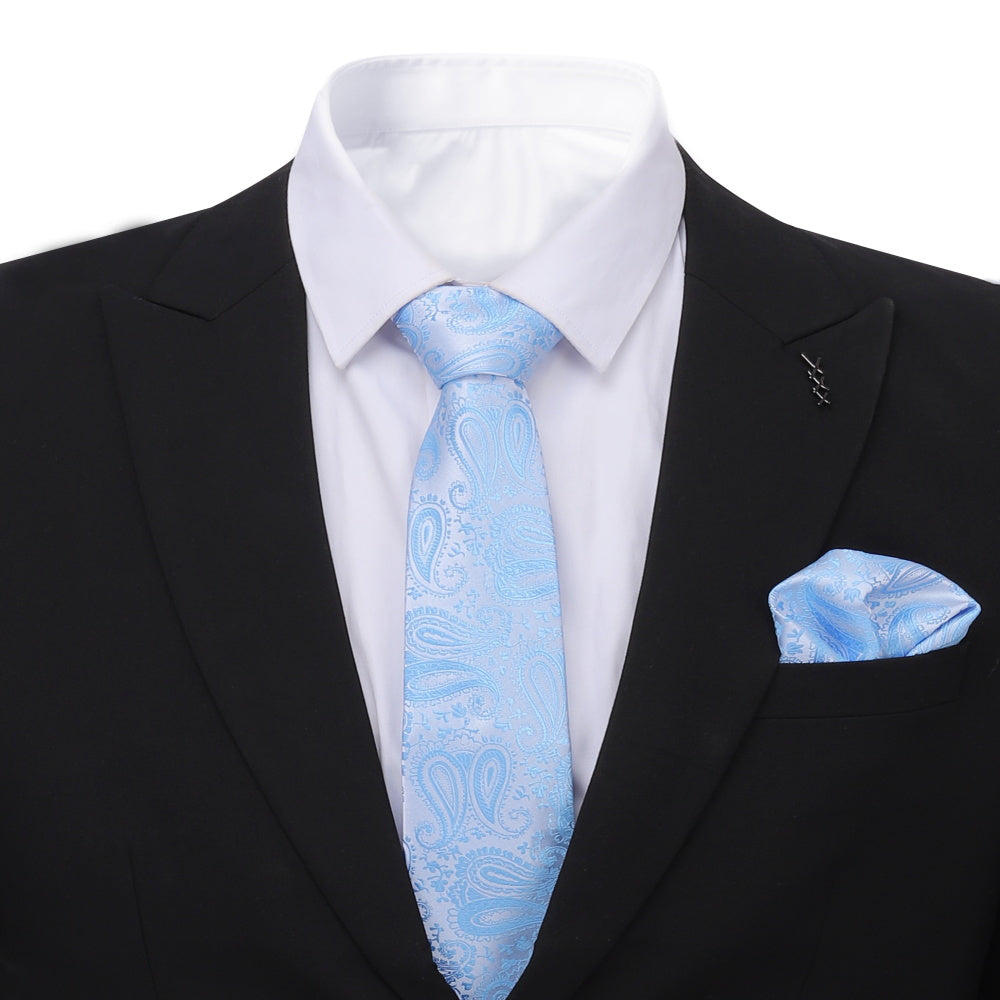 Printed Floral Tie Neckties Set with Handkerchief Cufflinks