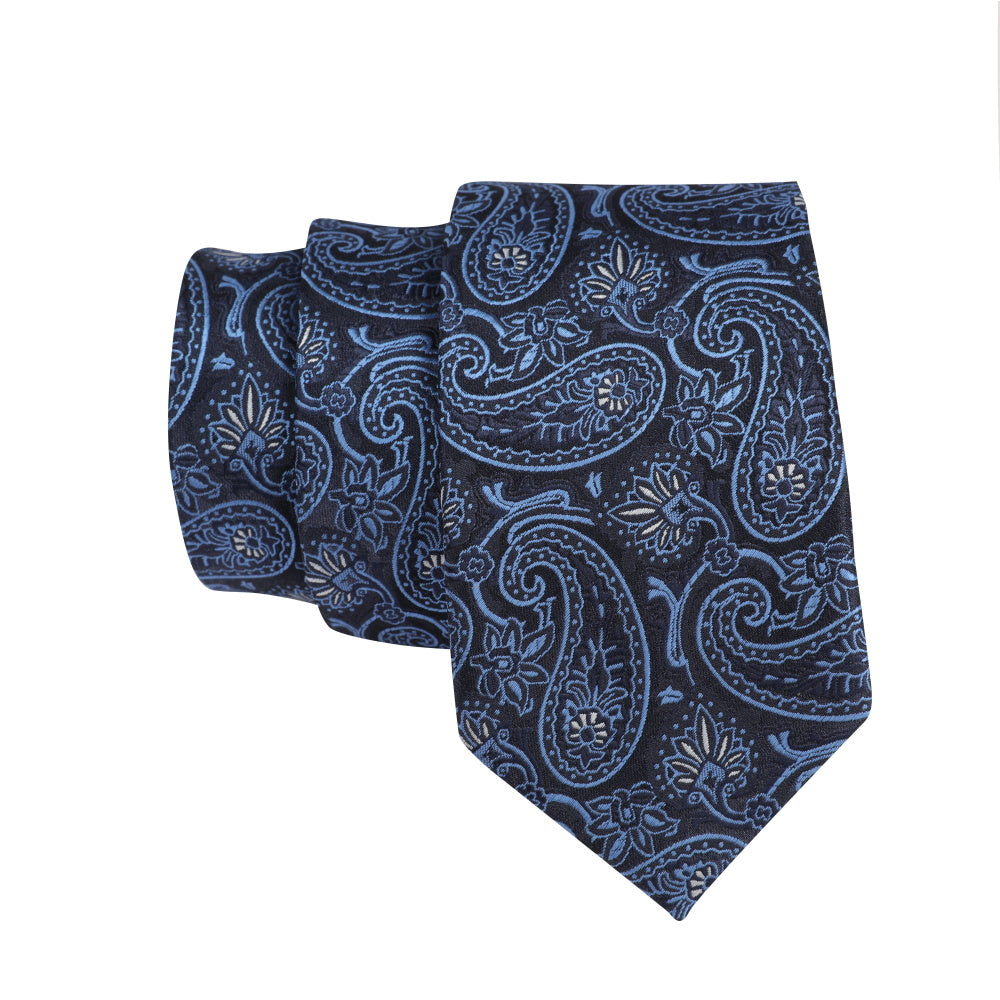 Printed Floral Tie Neckties Set with Handkerchief Cufflinks