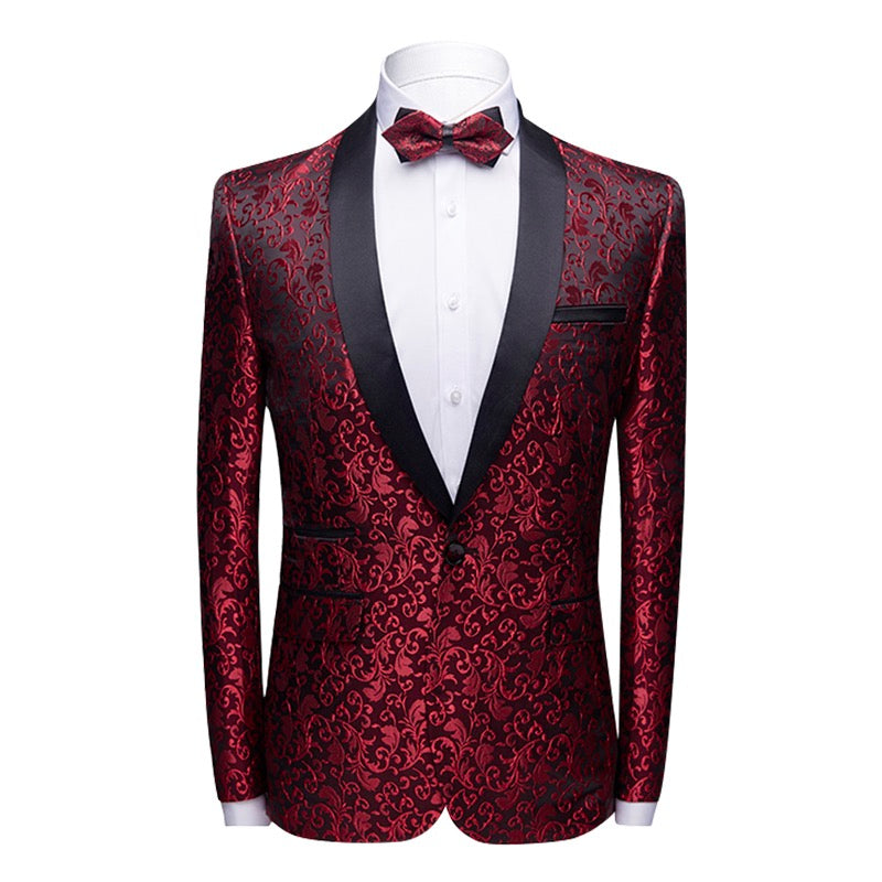 Paisley Maroon Slim Fit Print 2-Piece Suit