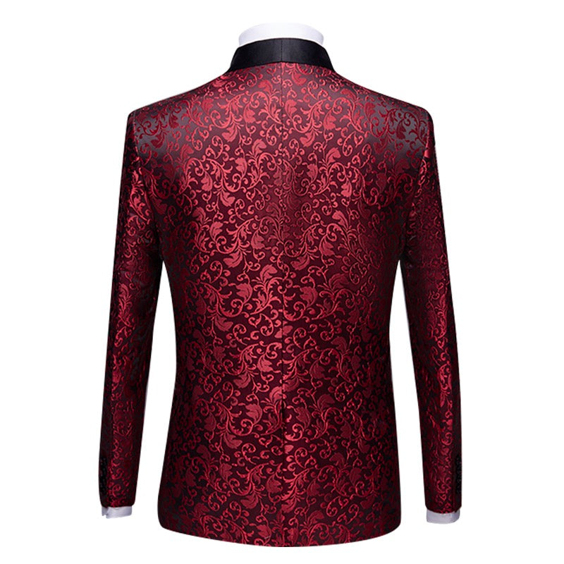 Paisley Maroon Slim Fit Print 2-Piece Suit