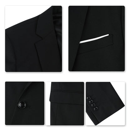 3-Piece Notched Lapel Black Suit