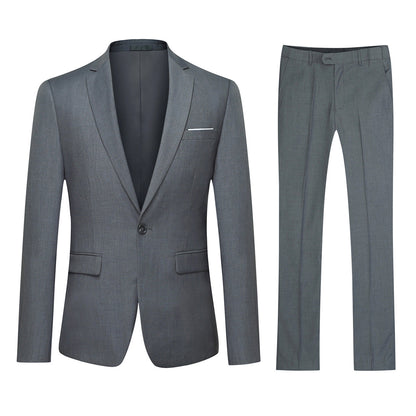 2-Piece Slim Fit Simple Designed Grey Suit