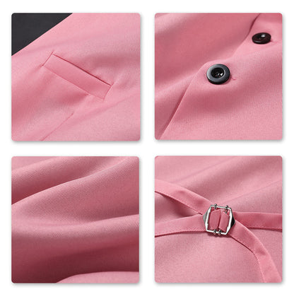 Slim Fit Single Breasted Pink Vest