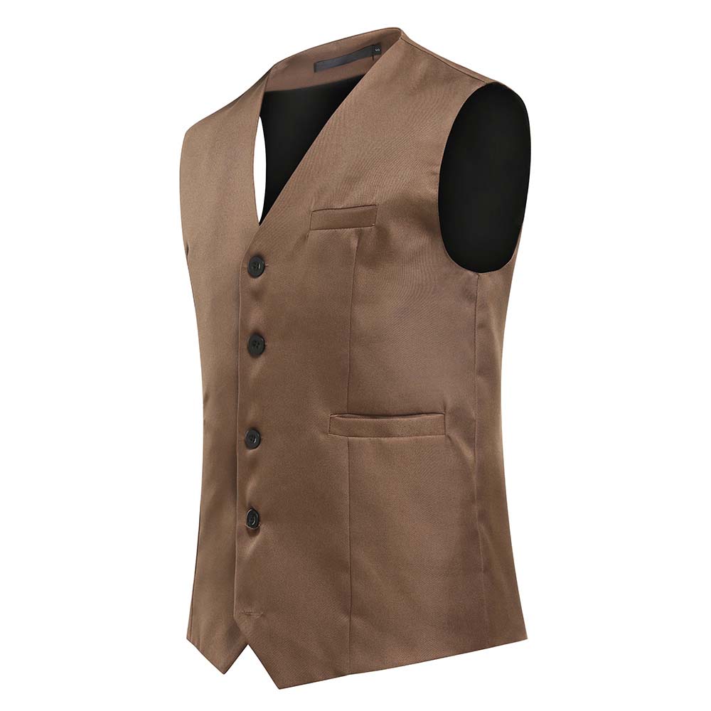 Slim Fit Single Breasted Coffee Vest