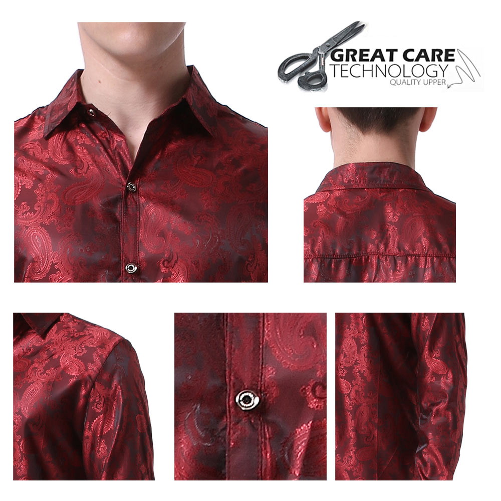 Slim Fit Embroidered Maroon Paisley Shirt