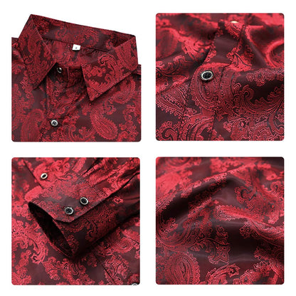 Slim Fit Embroidered Maroon Paisley Shirt