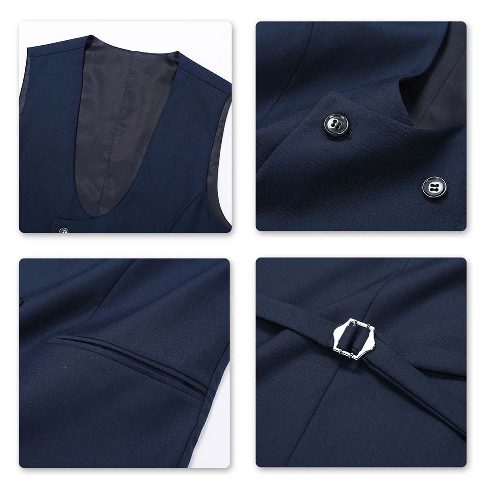 Slim Fit Double Breasted Navy Vest