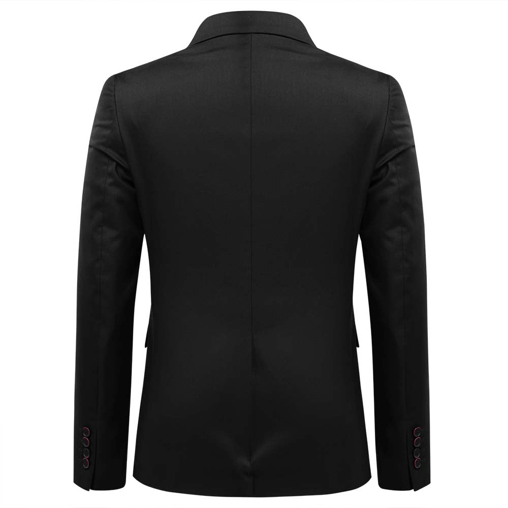 3-Piece Slim Fit Solid Black Smart Wedding Formal Suit