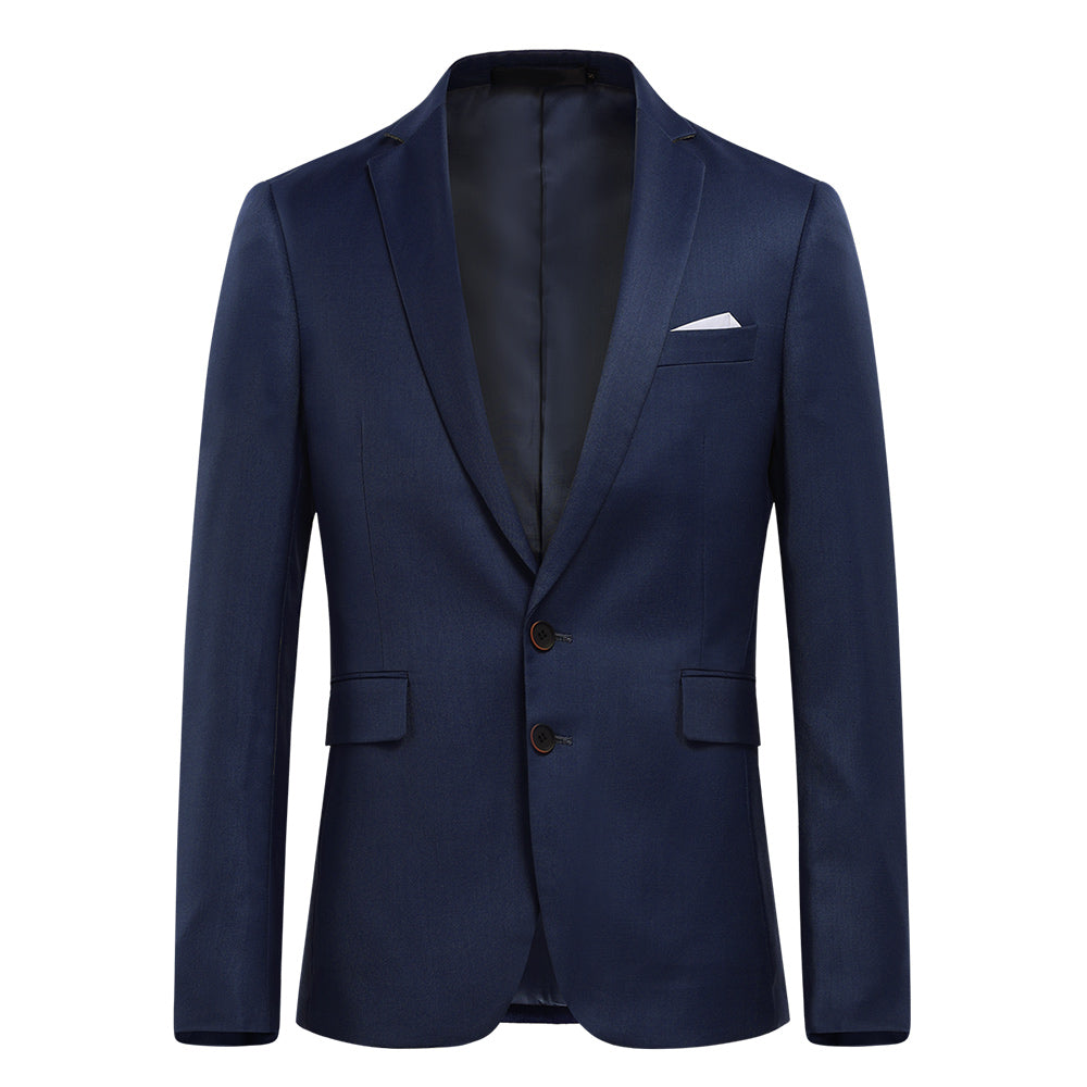 Mens Solid Color Two Button Single Breasted Blazer Navy