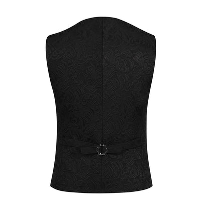 3-Piece Paisley Black Suit Shawl Collar Suit
