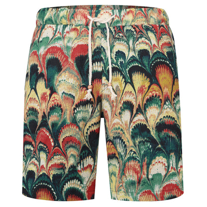 Vibrant Peacock Feather Print 2-Piece Summer Suit