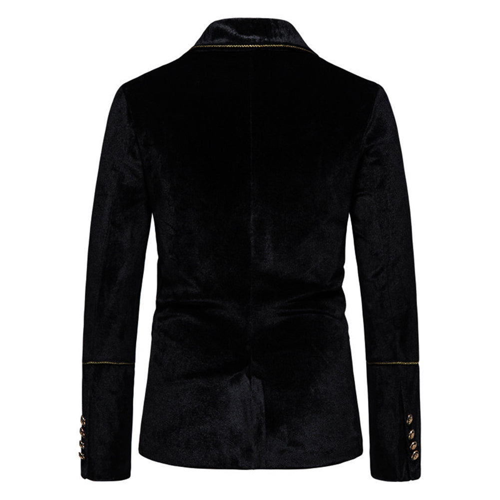 Black Velvet-Trimmed 2-Piece Double-Breasted Suit