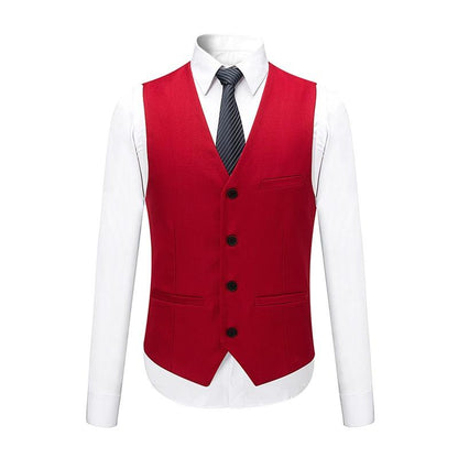 Mens 3-Piece  Slim Fit Red Suit