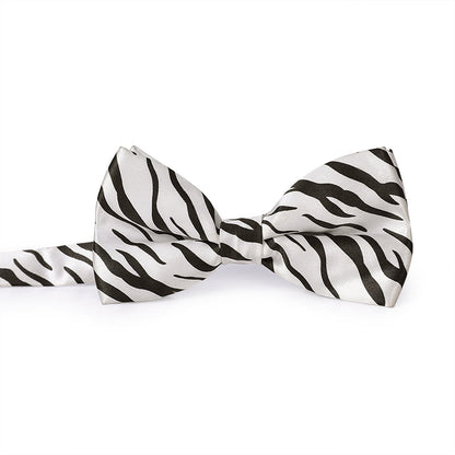 Zebra Stripe Style Bow Tie White