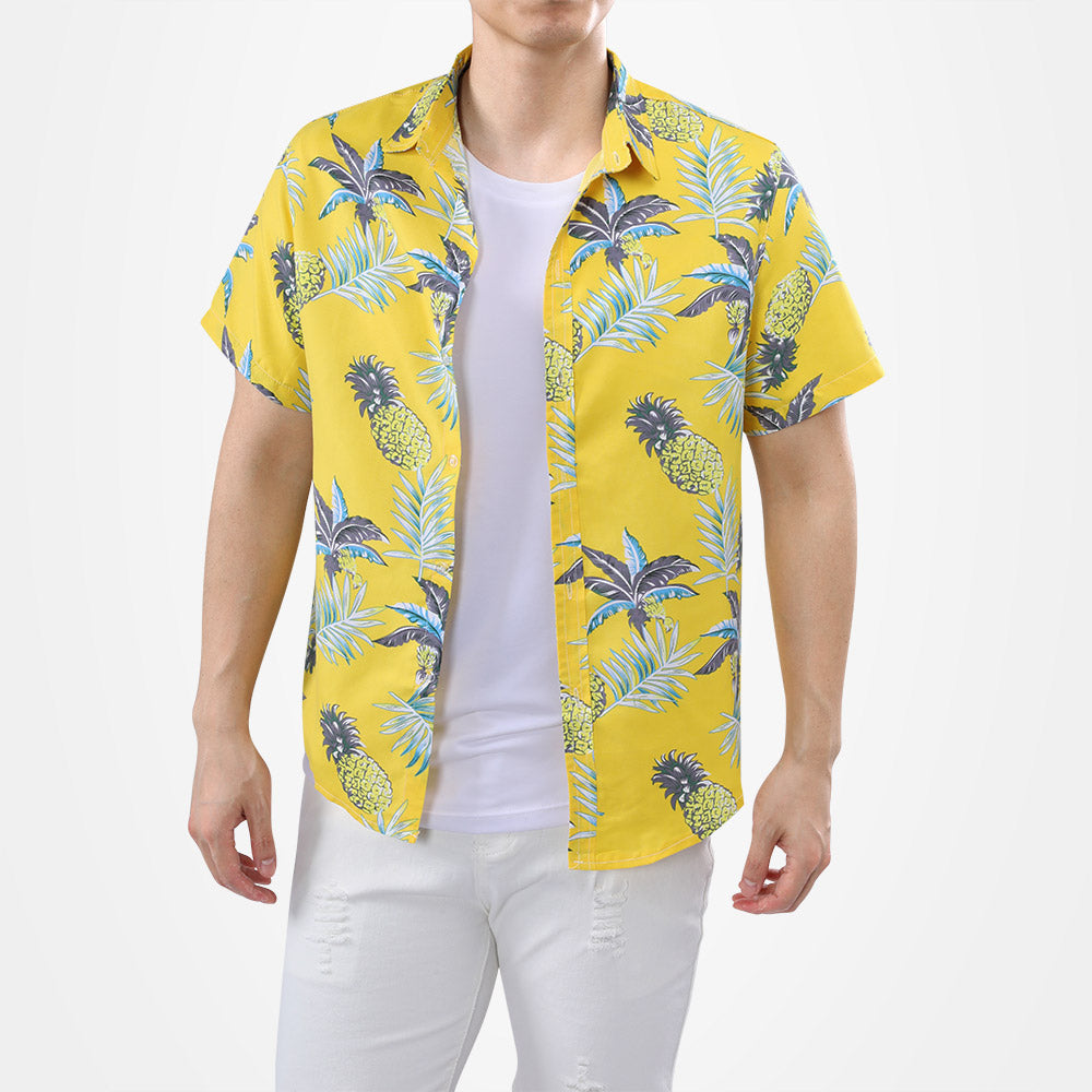 Pineapple Print Yellow Shirt For Men