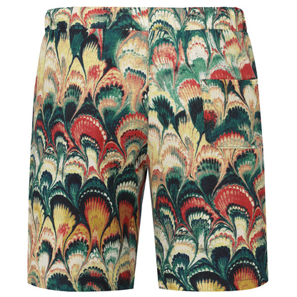 Vibrant Peacock Feather Print 2-Piece Summer Suit