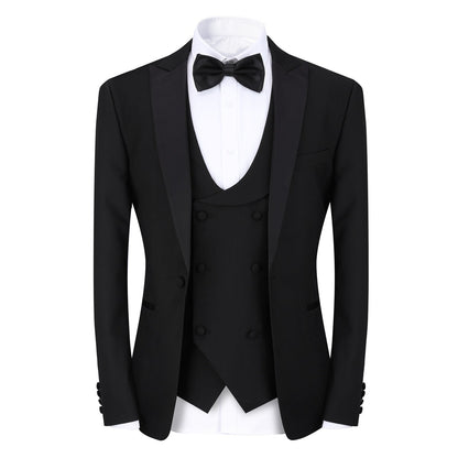 Black 3-Piece Slim Fit Tuxedo - One Button, Peaked Lapel