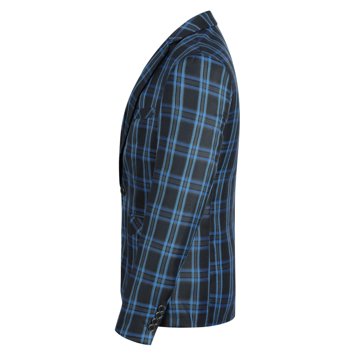 Plaid Stripe Suit Slim Fit 2-Piece Suit Blue