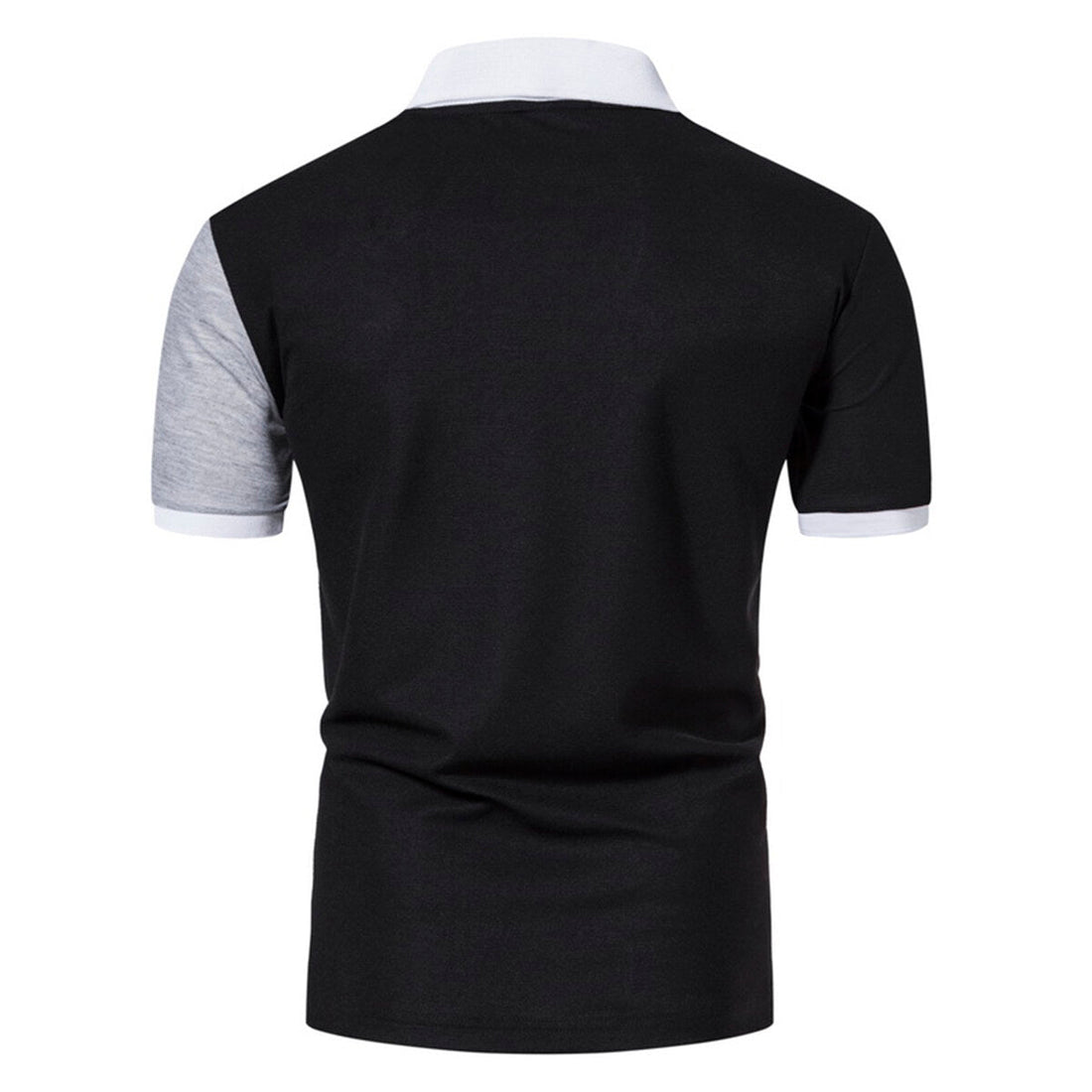 Fusion Collar Contrast Trim Polo Shirt Black