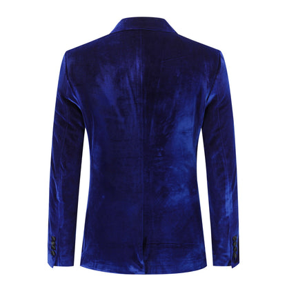Dark Blue 3-Piece Lapel One Button Velvet Tuxedo