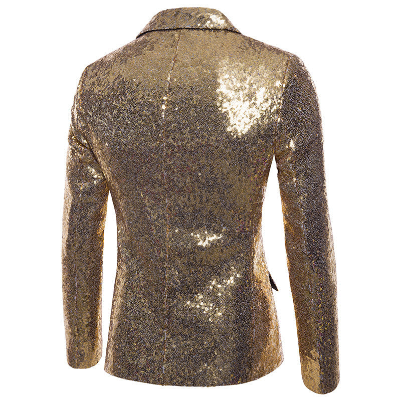 Gold Shiny Sequin Jacket Party Tuxedo Blazer