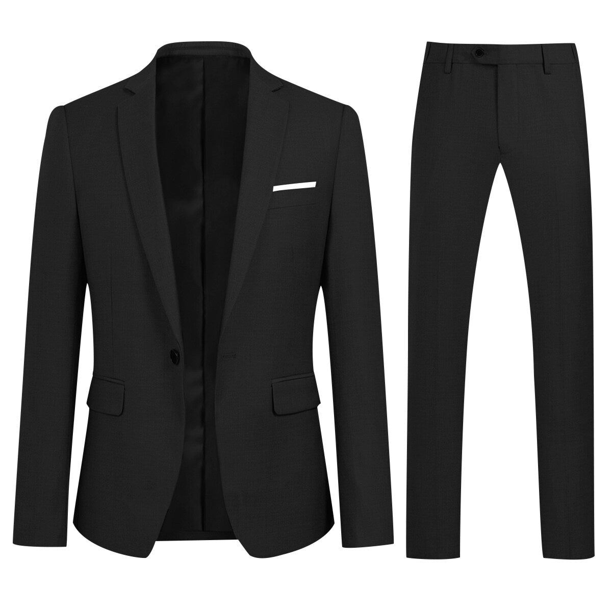 Black 2-Piece Slim Fit Minimalist Design Suit