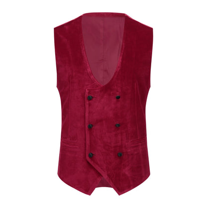 Red Velvet Tuxedo Suit - 3-Piece Lapel One-Button