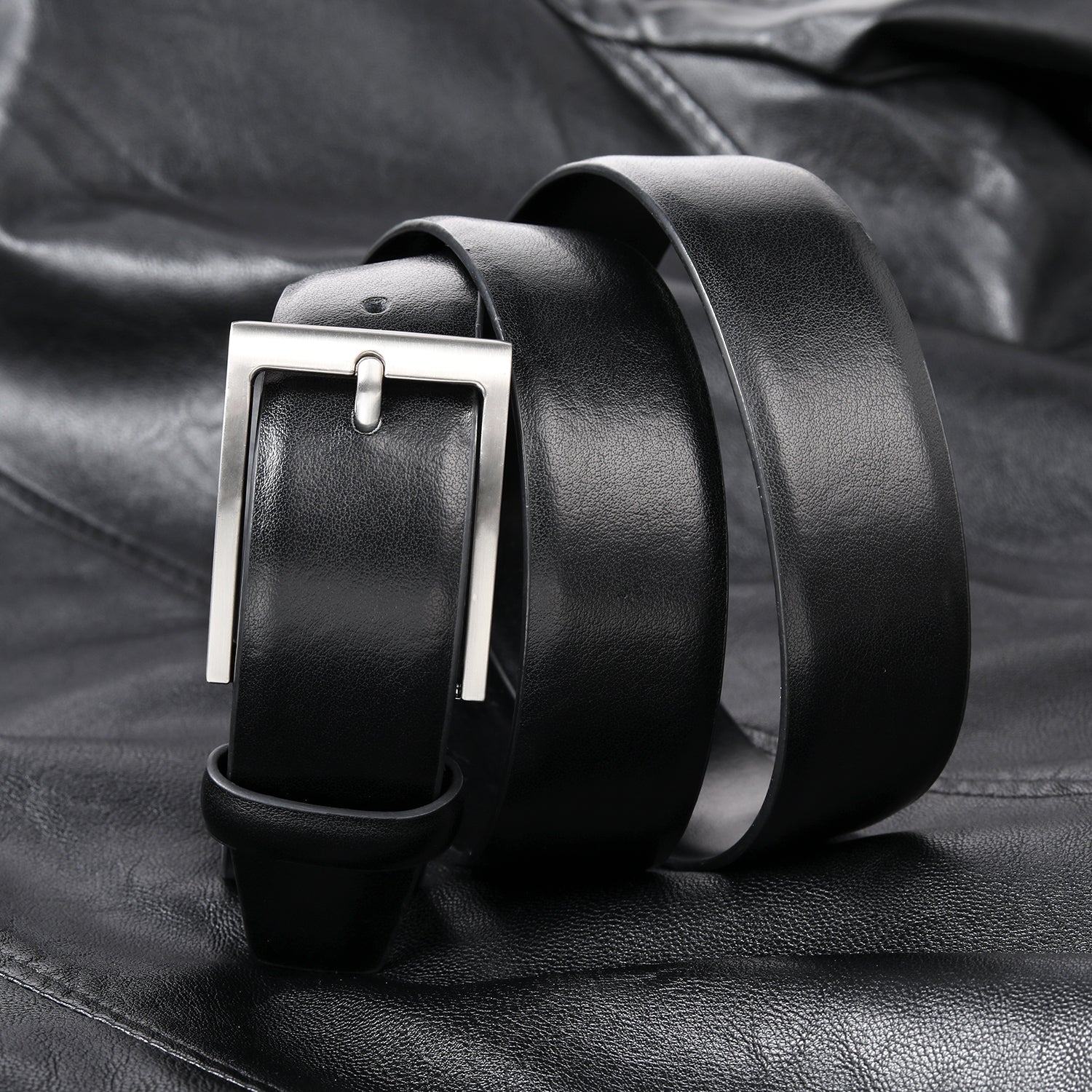 Genuine Leather Dress Belt Buckle Belt Black