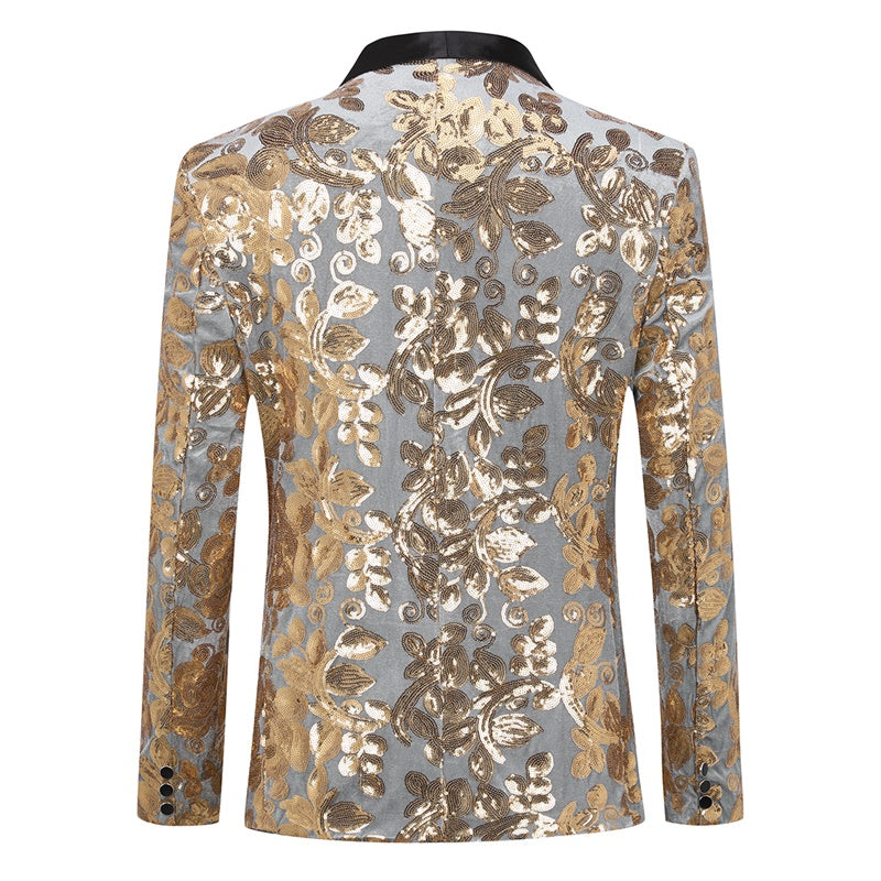 Gold Sequin Suit Slim Fit 2-Piece Suit