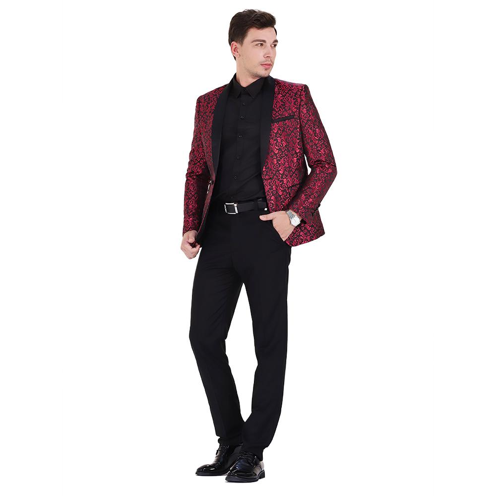 Paisley Maroon Slim Fit Print 2-Piece Suit