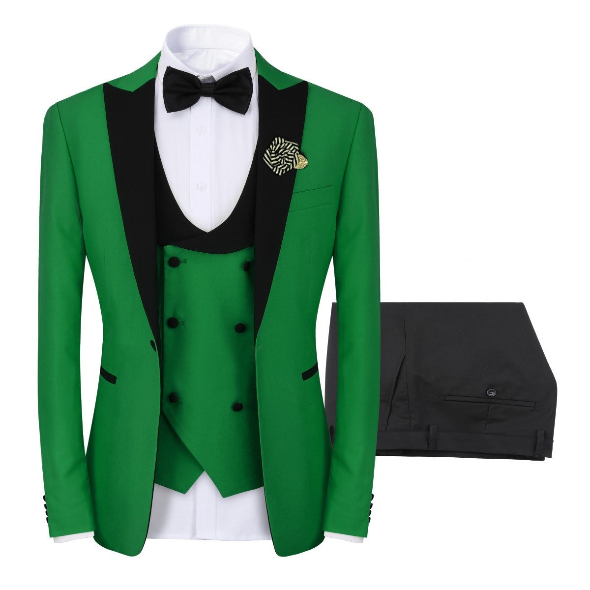 Green 3-Piece Slim Fit Tuxedo - One Button, Peaked Lapel