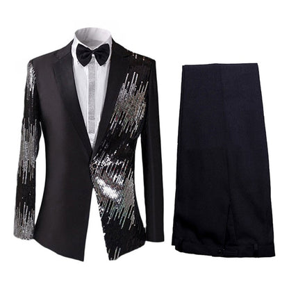 Prom Stylish Sequin Suit 2-Piece Black Suit