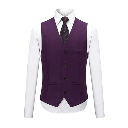 Mens 3-Piece  Slim Fit Purple Suit