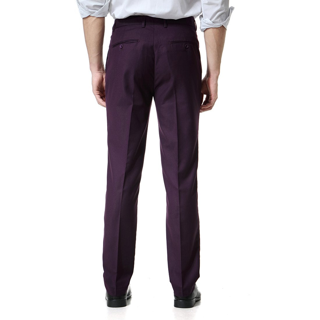 Purple Relaxed Flat Front Straight-Fit Suit Dress Pant