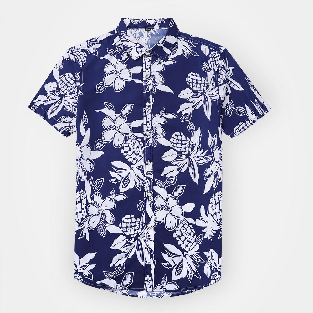 Printed Navy Ventilate Summer Shirt